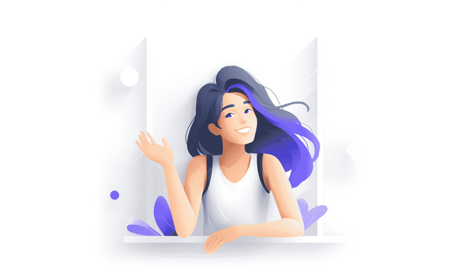 Illustration einer freundlich winkenden Person als Begrüßung zur Kontaktaufnahme