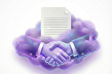 Handschlag unter einem Dokument als Symbol für die Verhandlungs-Funktion