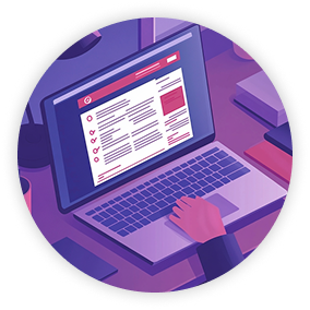 Illustration eines geöffneten Laptops als Symbol für den Dokumenten-Upload
